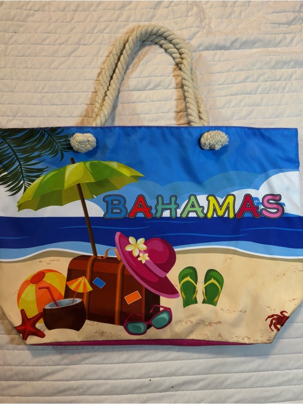 Bahamas Beach Tote Bag - Colorful Beach Print